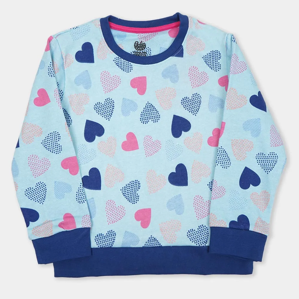 Girls Sweatshirt Big Heart - SKY BLUE