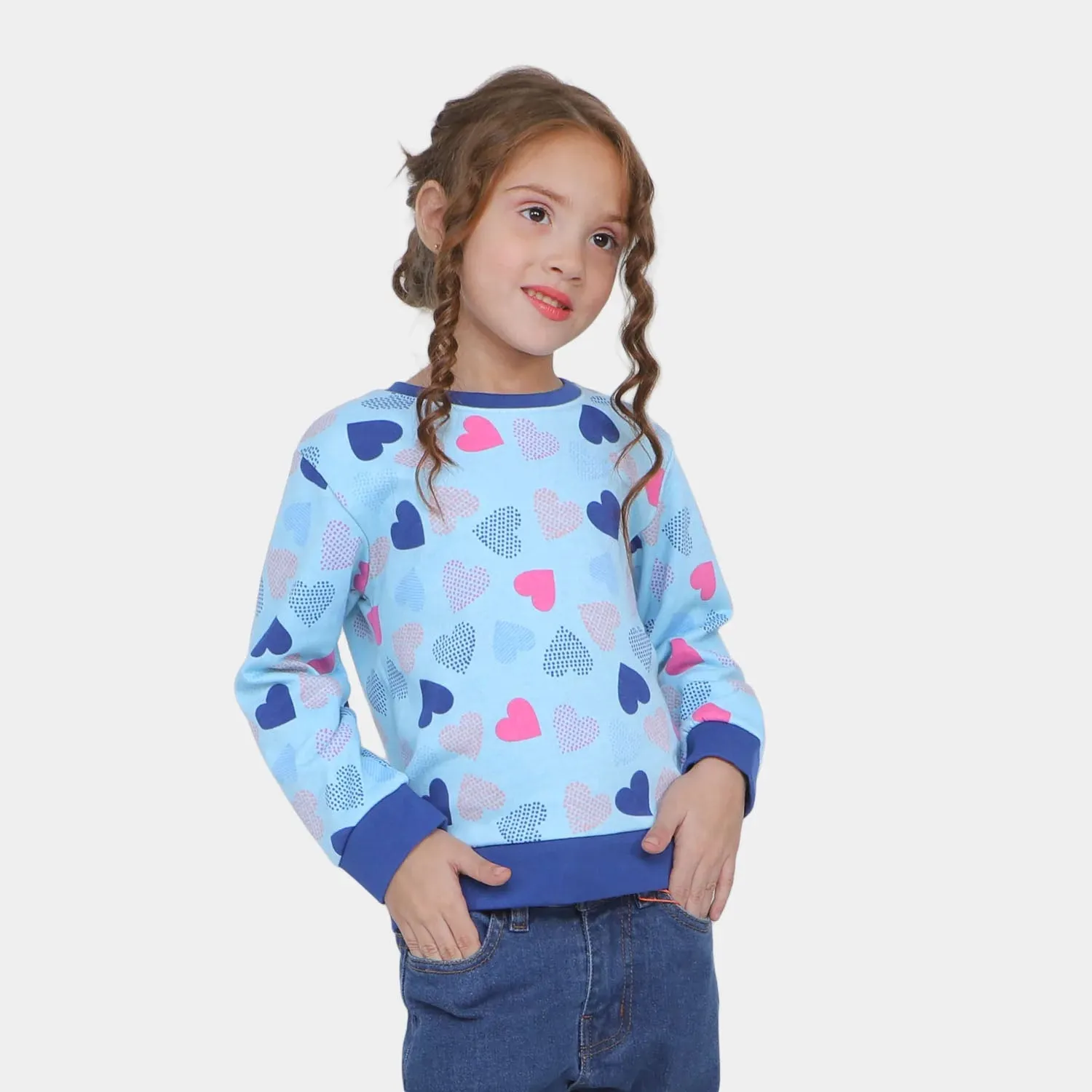 Girls Sweatshirt Big Heart - SKY BLUE