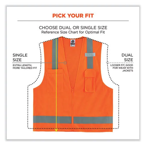 Glowear 8249z-s Single Size Class 2 Economy Surveyors Zipper Vest, Polyester, 3x-large, Orange, Ships In 1-3 Business Days