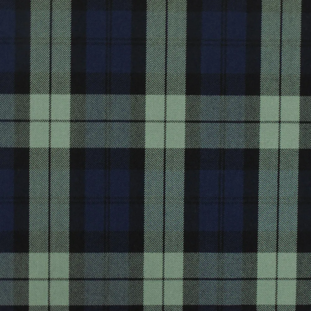 Gray-Blue-Black Plaid Wool-Poly Twill Woven Suiting fabric