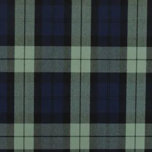 Gray-Blue-Black Plaid Wool-Poly Twill Woven Suiting fabric