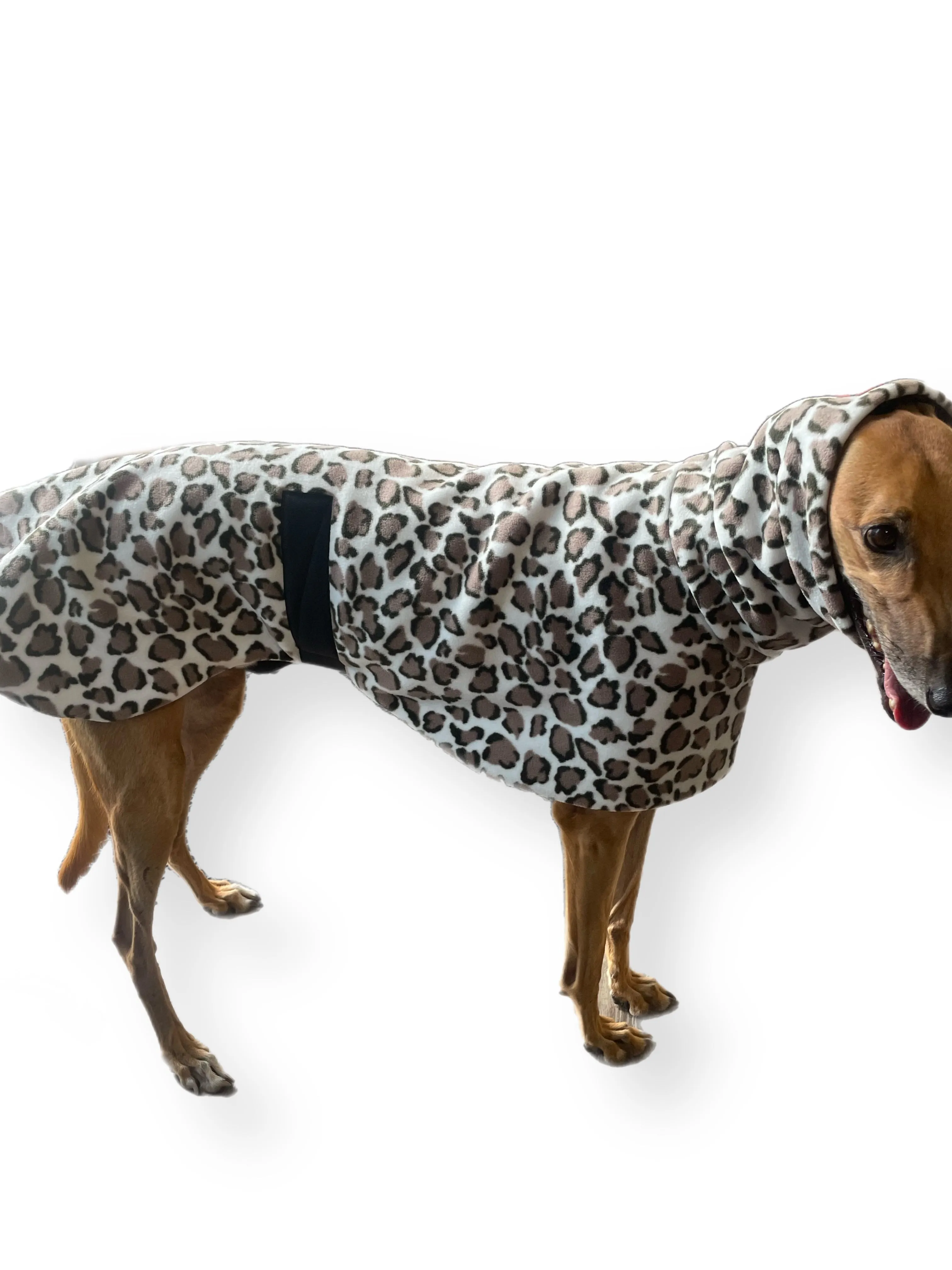 Greyhound Deluxe style coat rug double extra thick polar fleece leopard print washable extra wide hoodie