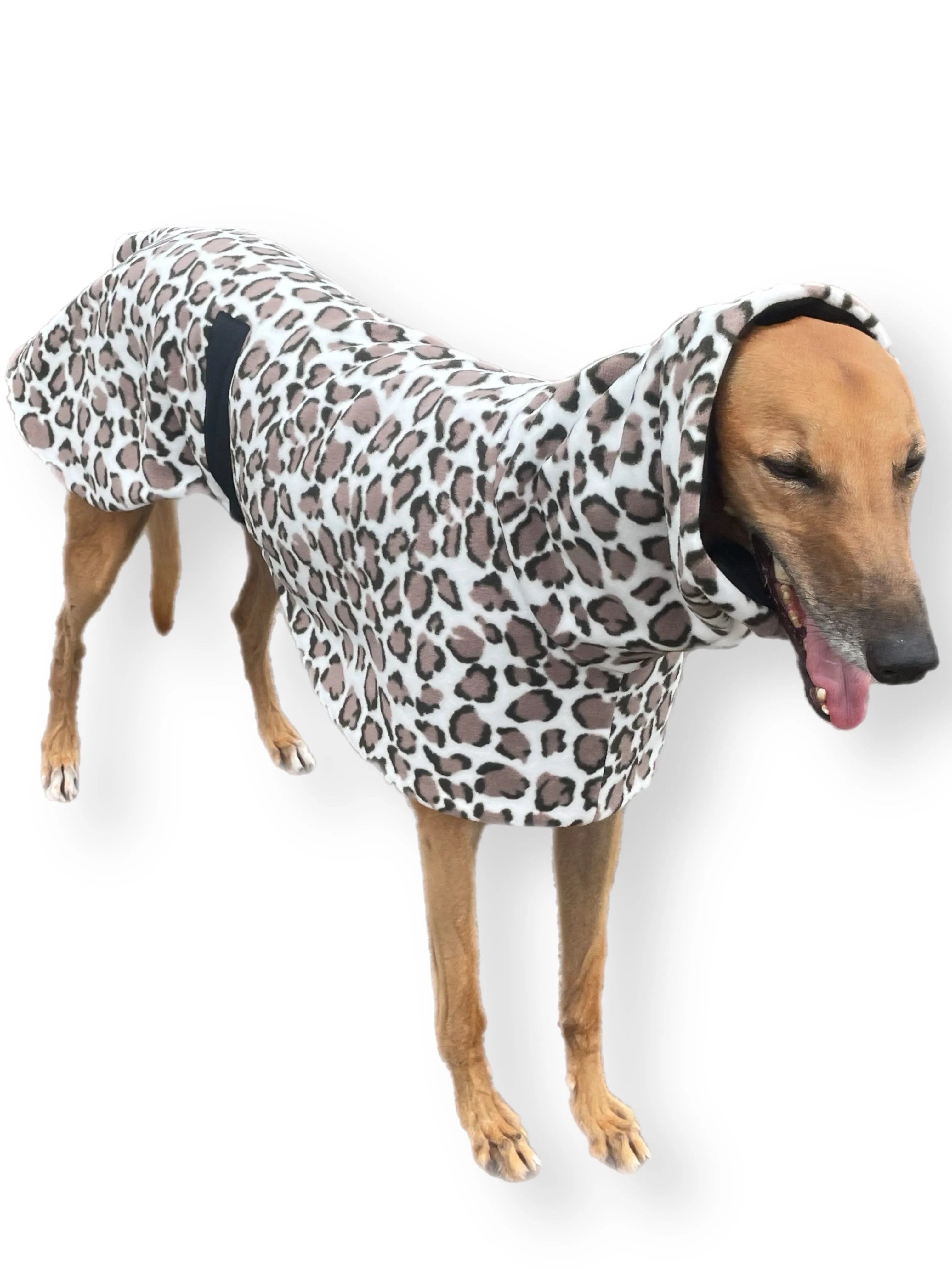 Greyhound Deluxe style coat rug double extra thick polar fleece leopard print washable extra wide hoodie