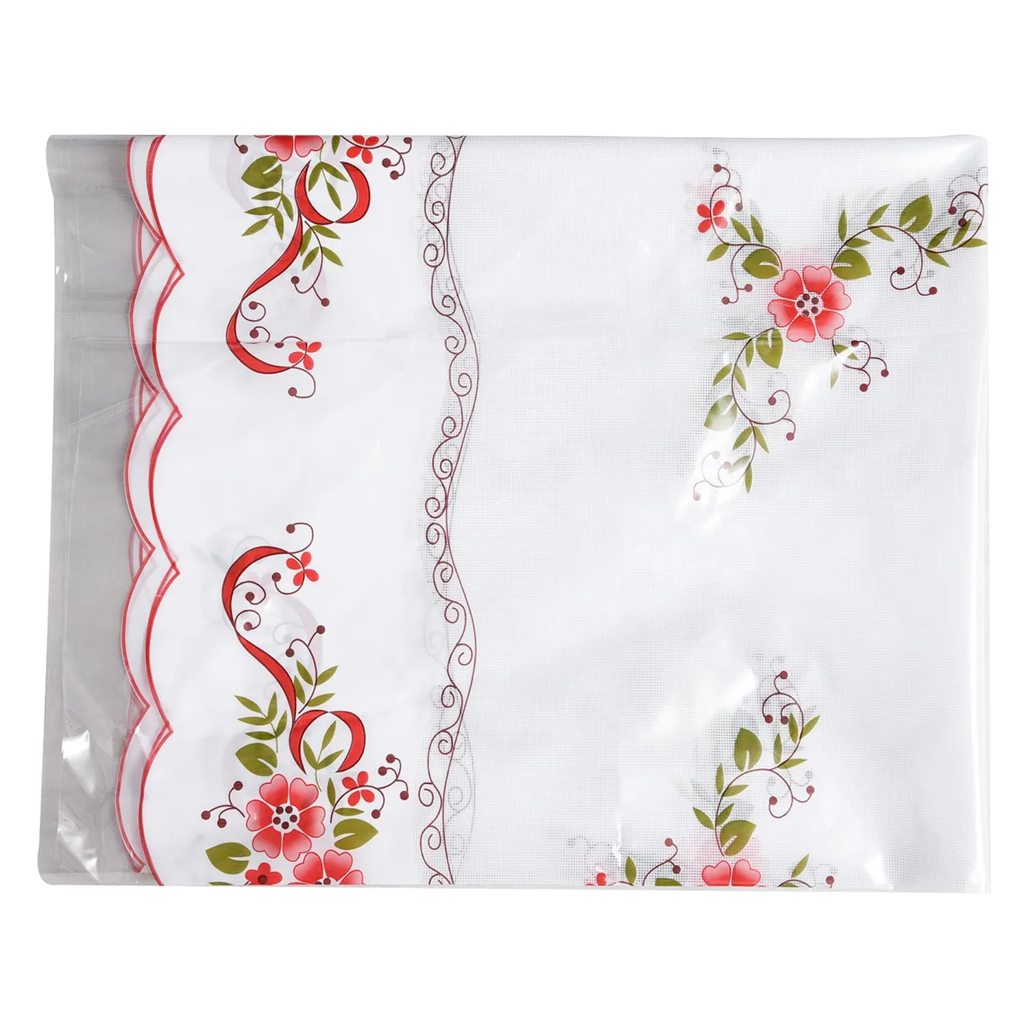 Heart Home Center Table Cover | Alloy PVC Flower Center Table Cover | Luxurious Table Protector for Everyday Use | 40x60 Inch | White & Red