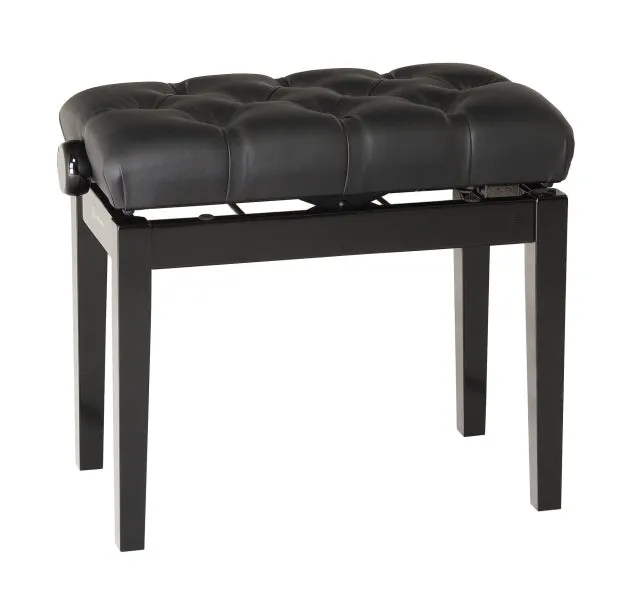 K&M 13980 Wooden Piano Bench w/Quilted Leatherette Seat (Gloss Black)