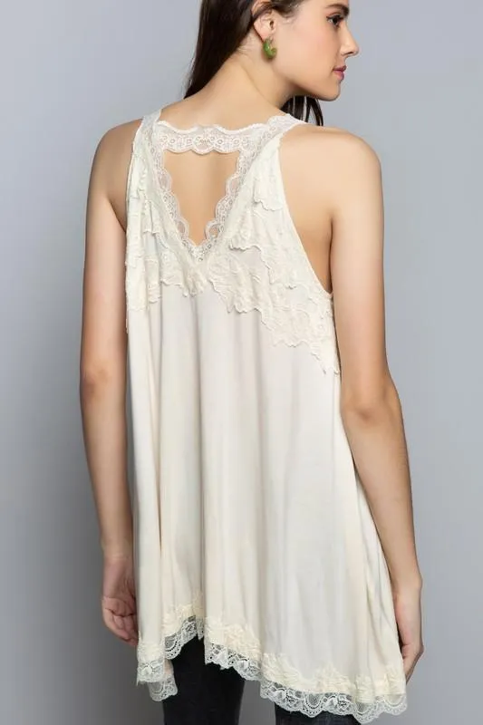 #L61 Queen Angeline Lacey Cream Top