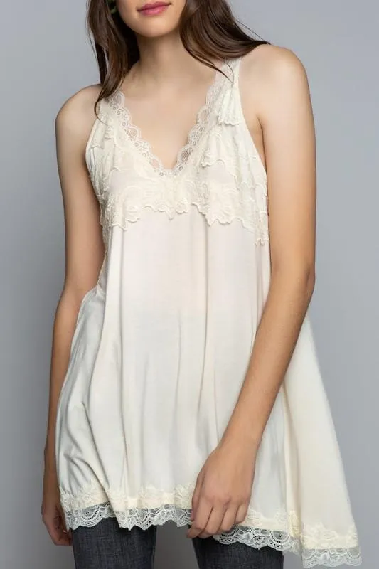 #L61 Queen Angeline Lacey Cream Top