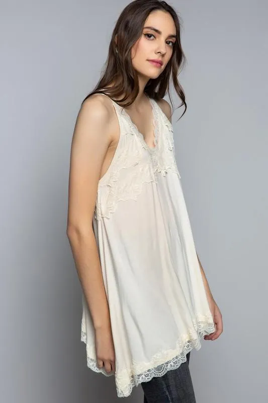 #L61 Queen Angeline Lacey Cream Top