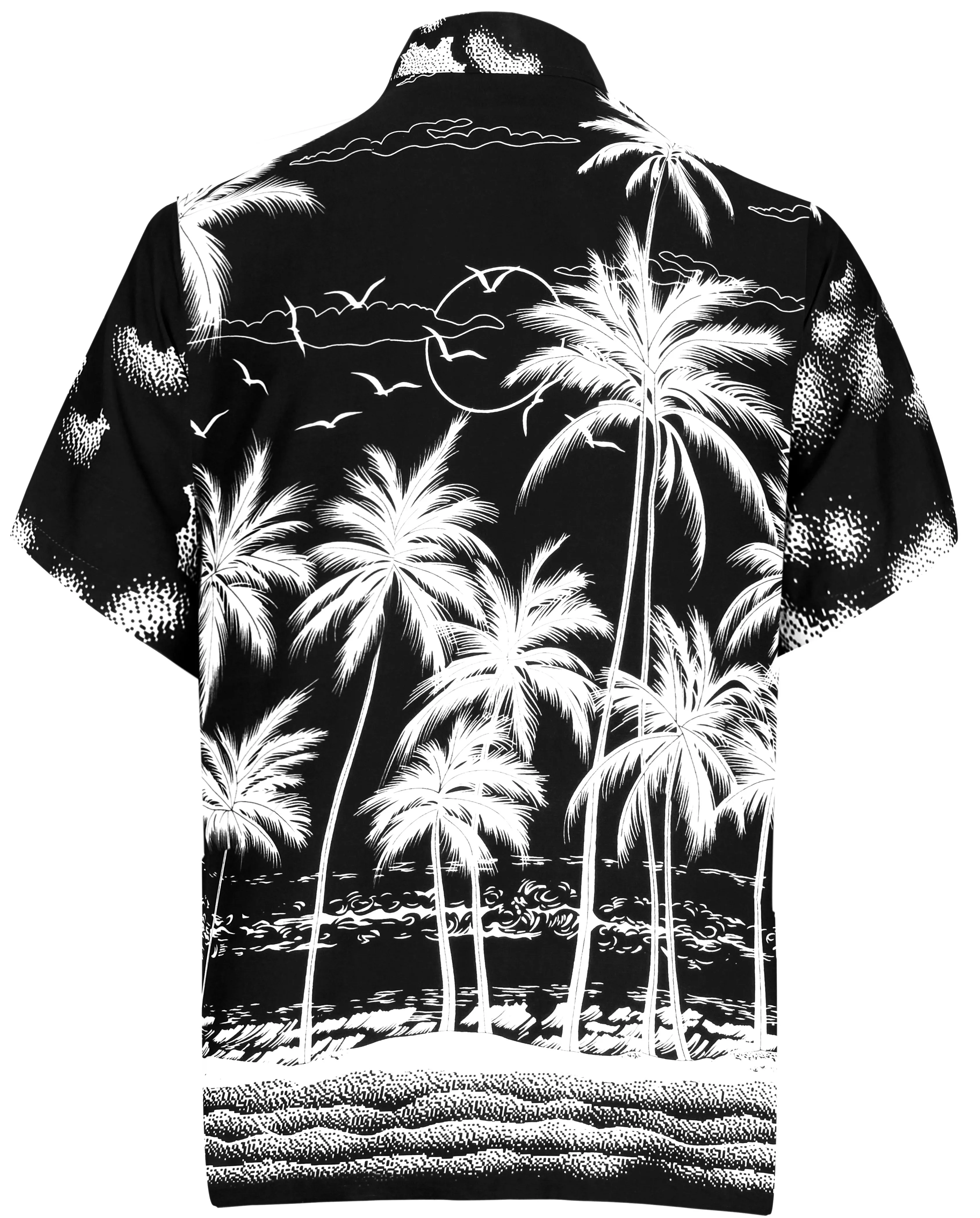 LA LEELA Men Casual Beach hawaiian Shirt for Aloha Tropical Beach front Short sleeve Black