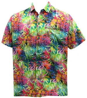 LA LEELA Men Casual Beach hawaiian Shirt for Aloha Tropical Beach front Short sleeve Multicolor