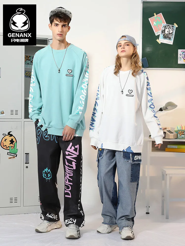 [Lightning Tide &xxgogo joint brand] printed hoodie