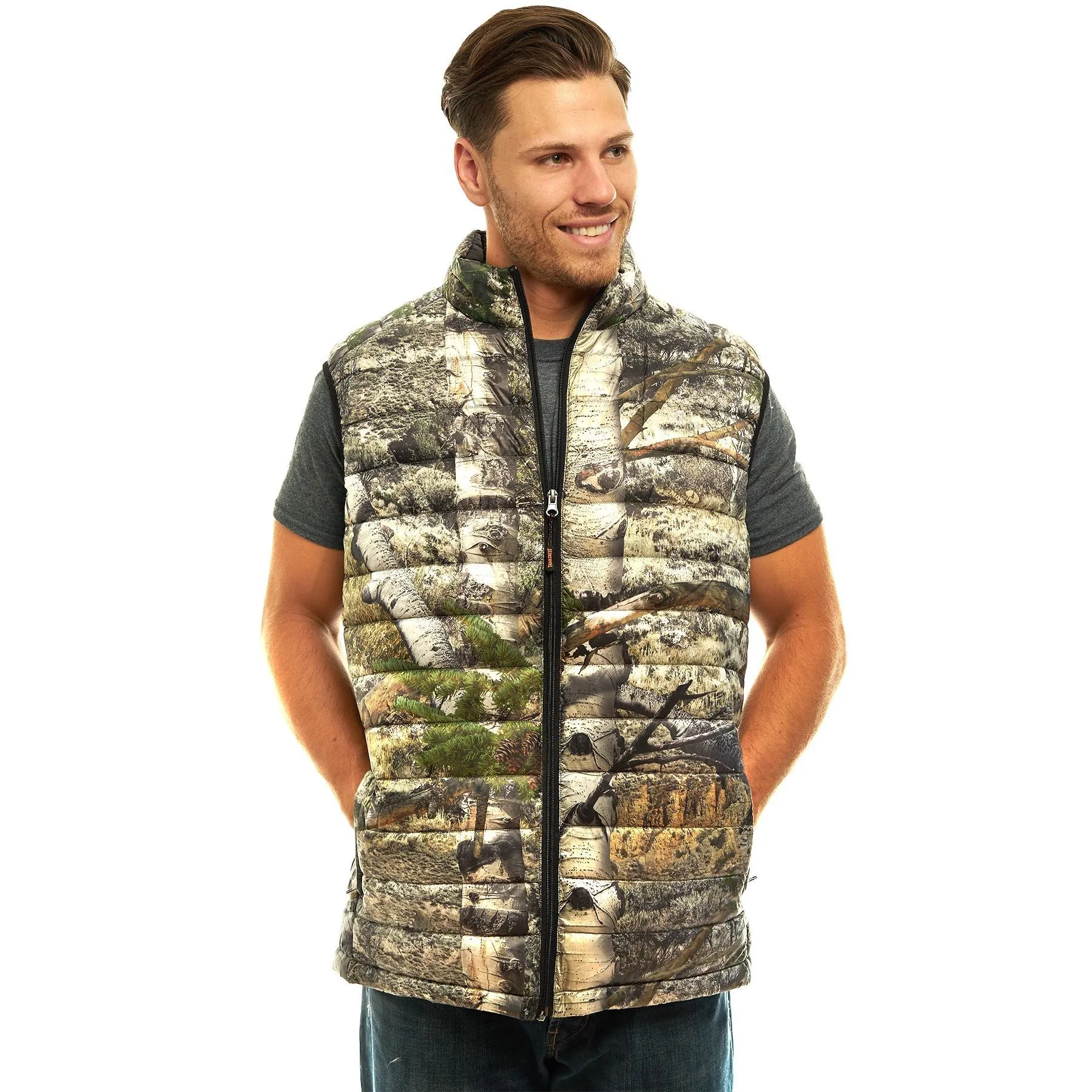 Men's Mossy Oak Down Puffer Vest Mountain Country Camo