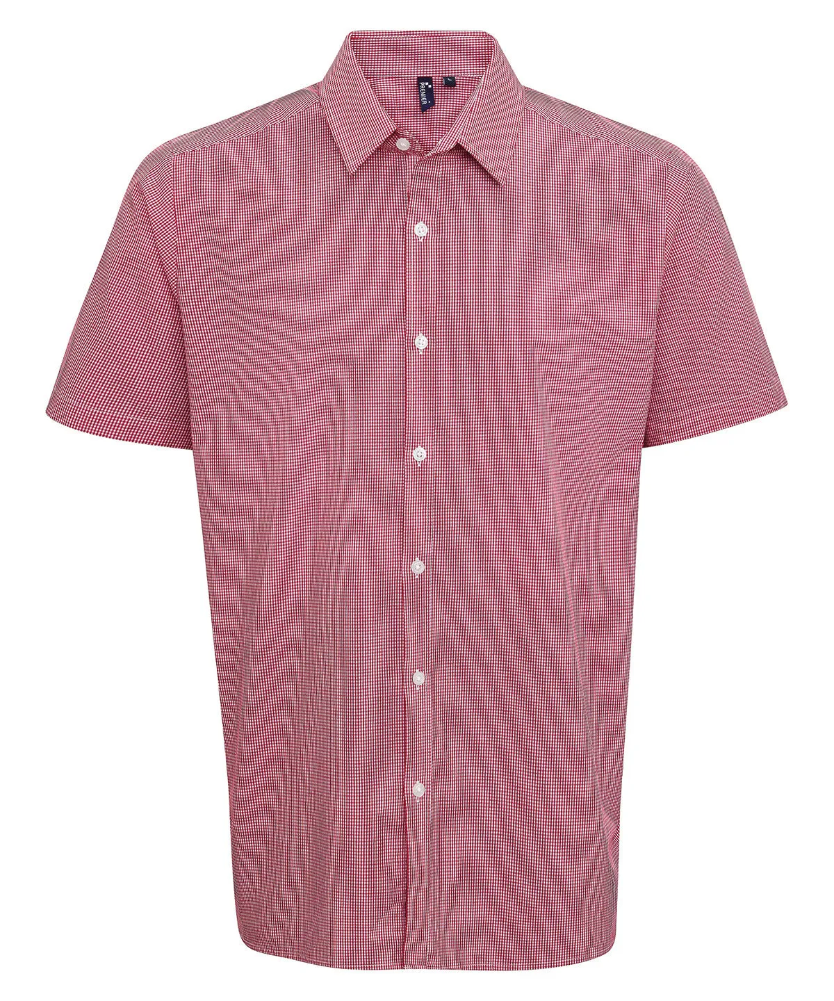 Microcheck (Gingham) short sleeve cotton shirt | Red/White