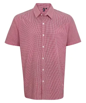 Microcheck (Gingham) short sleeve cotton shirt | Red/White