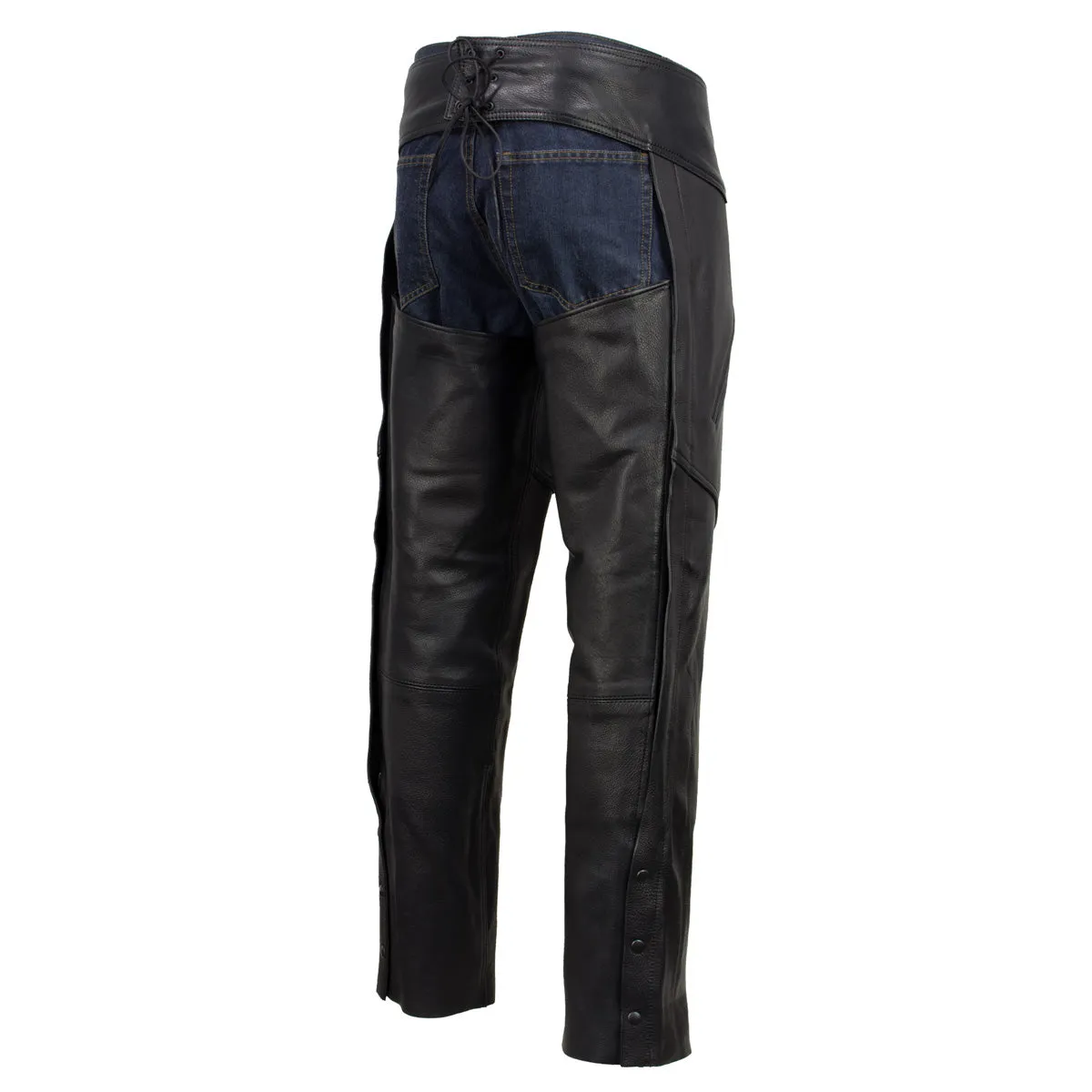 Milwaukee Leather USA MADE MLCHM5001 Men's Black 'Cloak' Classic Premium Leather Motorcycle Chaps