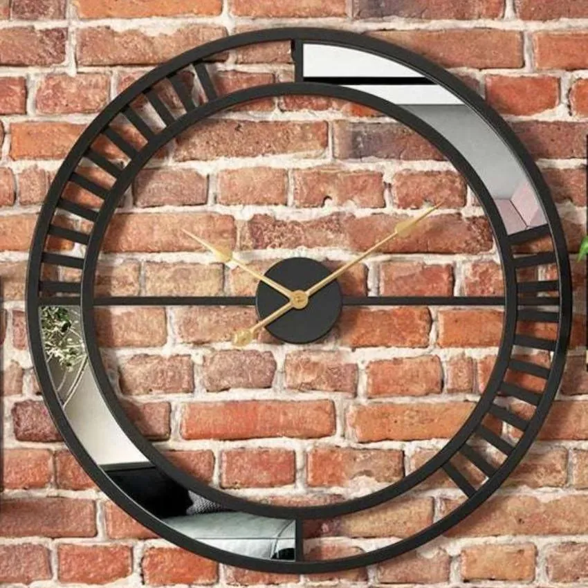 Mirror Black Finish Designer Metal Wall Clock