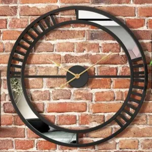 Mirror Black Finish Designer Metal Wall Clock