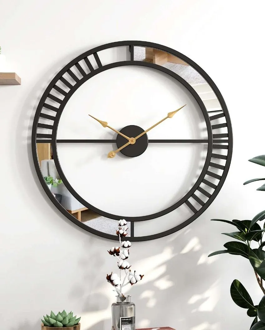 Mirror Black Finish Designer Metal Wall Clock