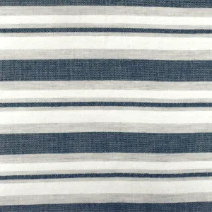 Navy Blue-White-Gray Famous Designer Stripe Cotton Woven Fabric