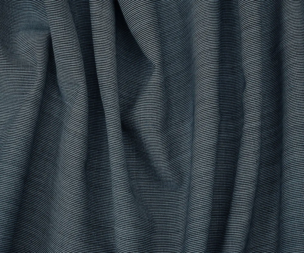 Navy-Light Blue-White Polyester Wool Blend Stripe Woven Shirting Fabric