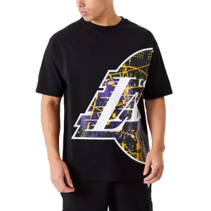 New Era Mens Los Angeles Lakers Large Team Logo T-Shirt - Black