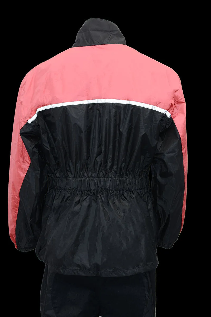 NexGen XS5031 Women's Pink and Black Water Proof Rain Suit with Cinch Sides