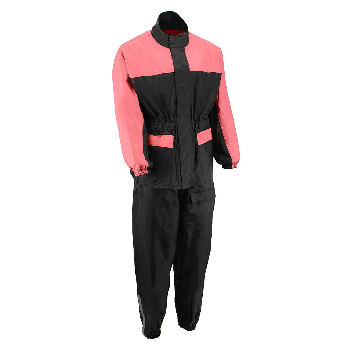 NexGen XS5031 Women's Pink and Black Water Proof Rain Suit with Cinch Sides