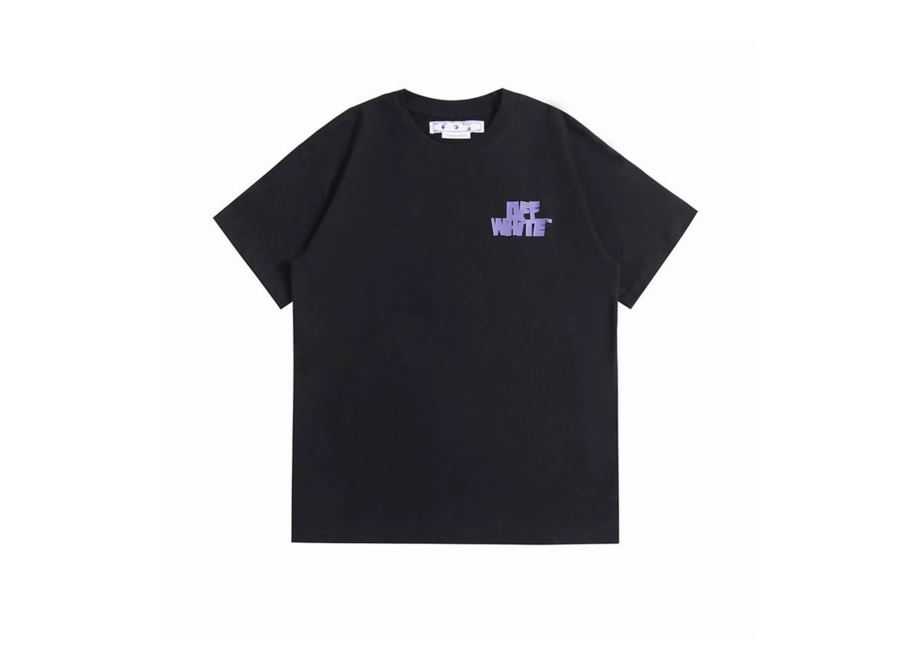 Off-White - Printed Purple Logo Black T-Shirt