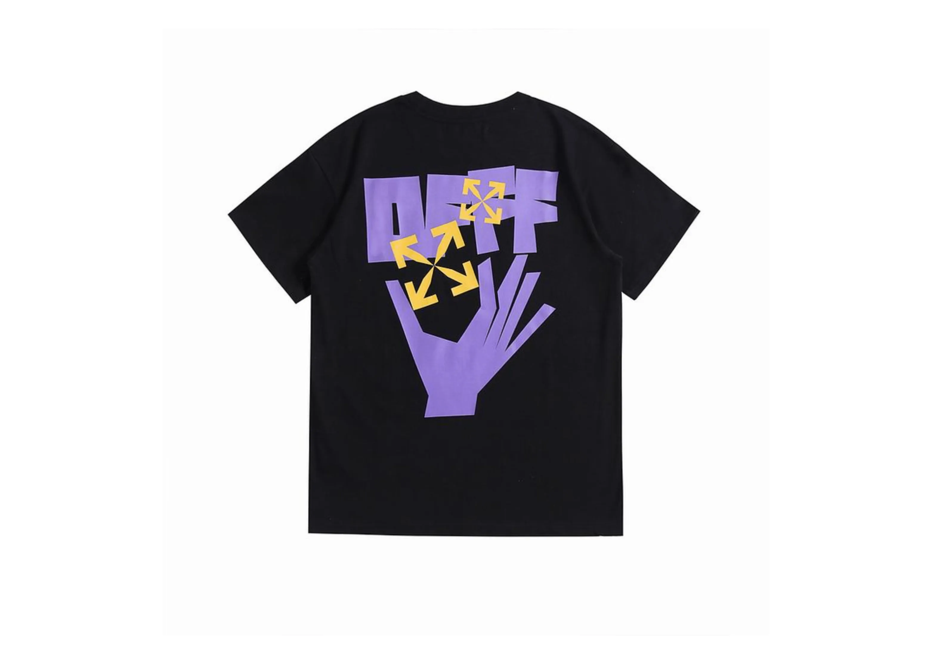 Off-White - Printed Purple Logo Black T-Shirt