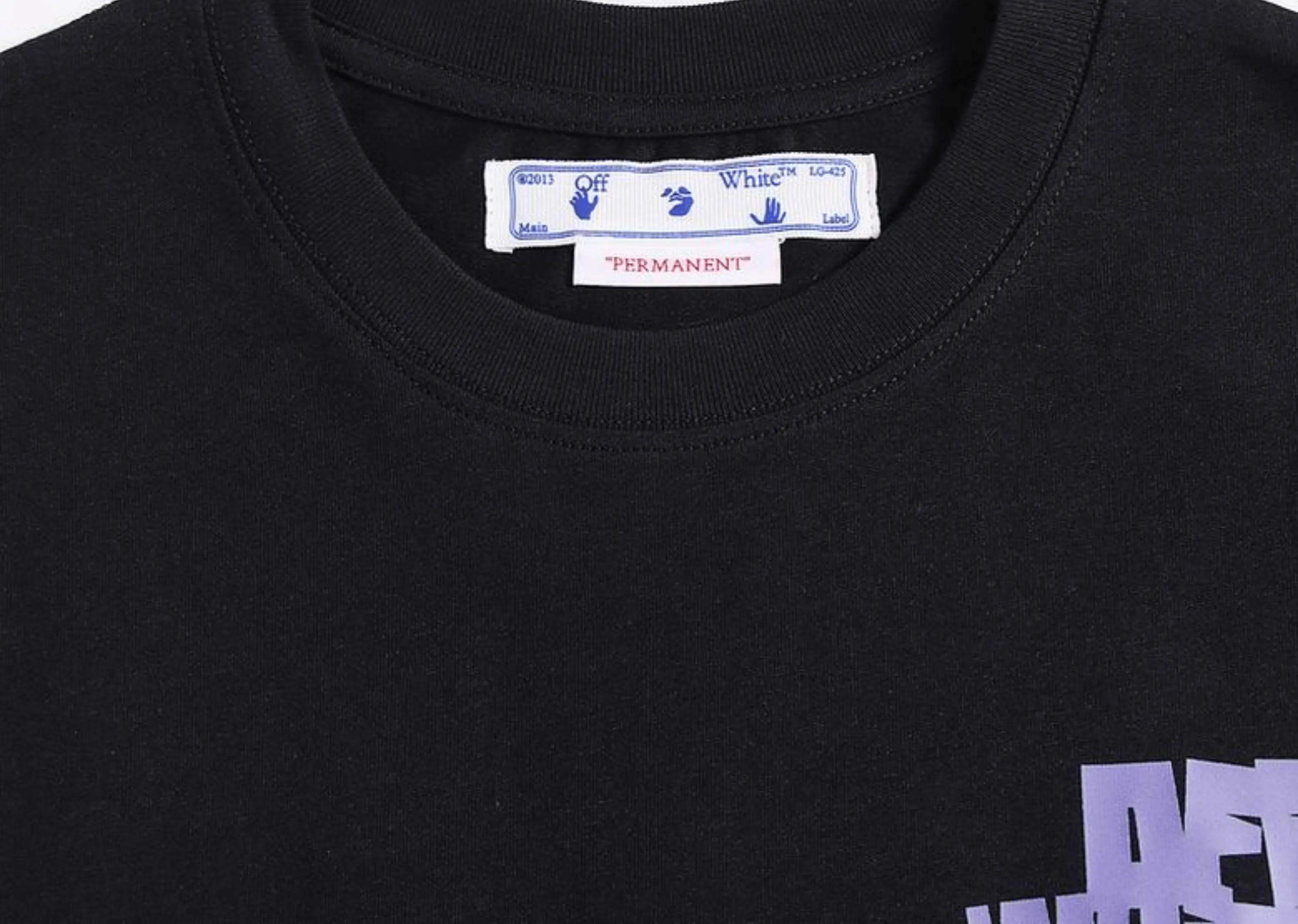 Off-White - Printed Purple Logo Black T-Shirt