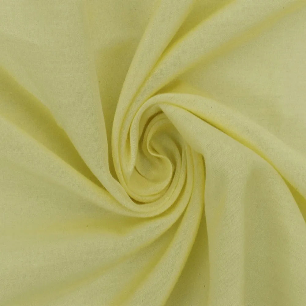 Pale Yellow Solid Slub Cotton Silk Lawn Woven Fabric