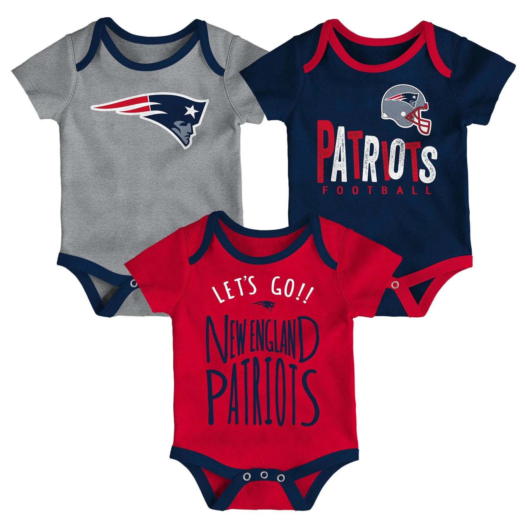 Patriots Let's Go 3-Pack Bodysuit Set