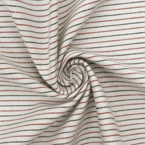 Red-Black-White Striped Stretch Woven Shirting Fabric