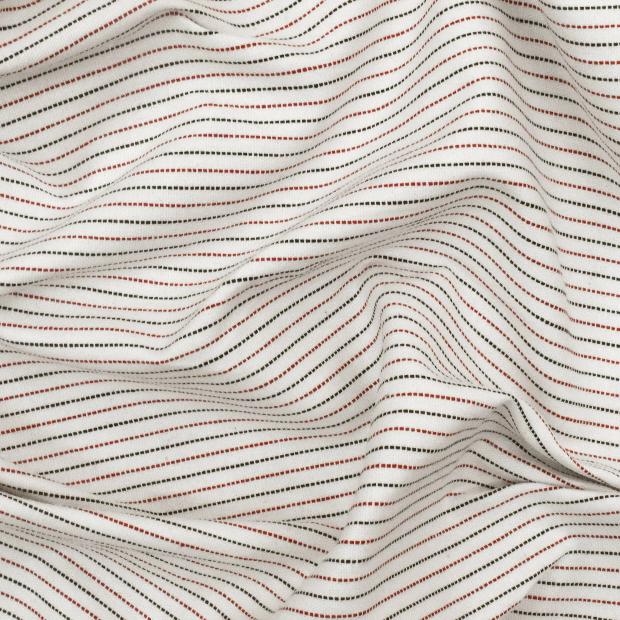 Red-Black-White Striped Stretch Woven Shirting Fabric