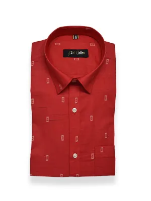 Red Color Cotton Butta Shirts For Men's