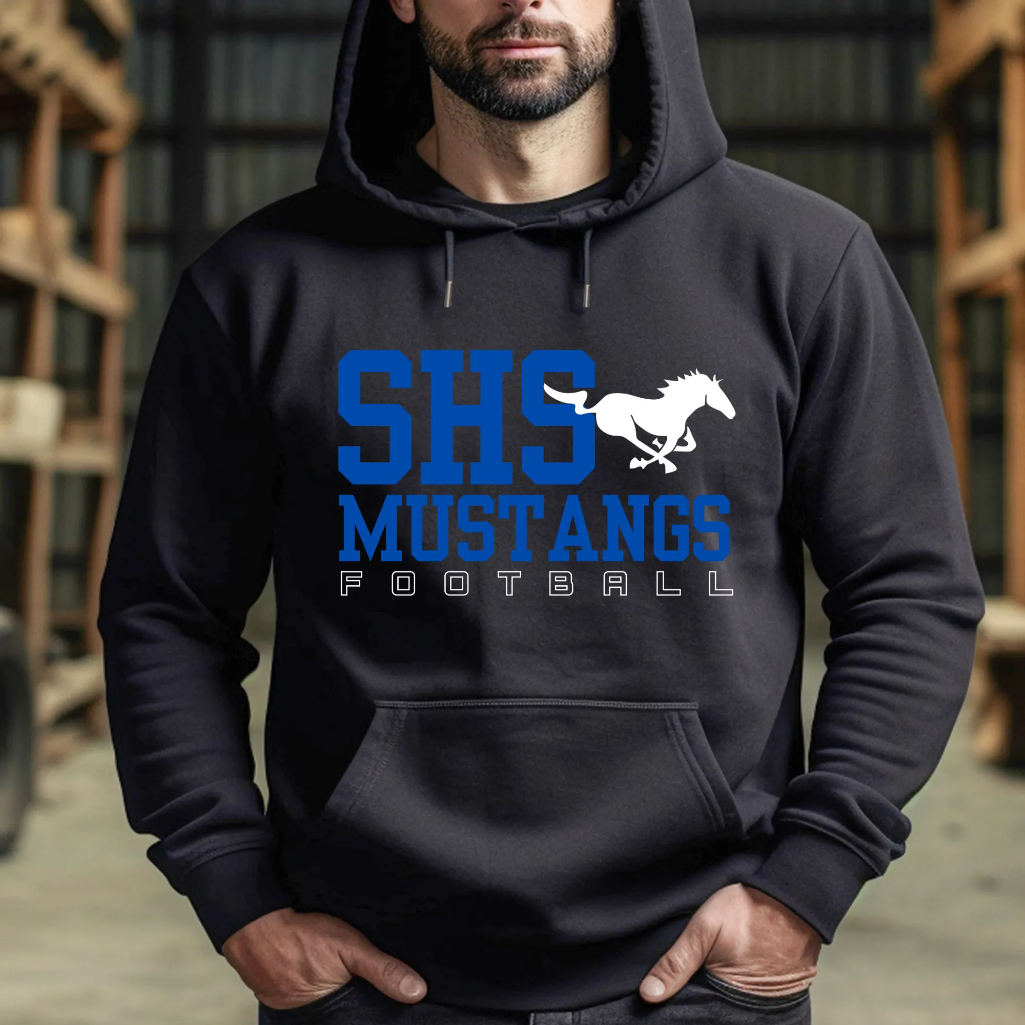 Sahuarita SHS Mustangs 2024 Design #4 Unisex Hoodie or Women's Cropped Hoodie Grey or Black