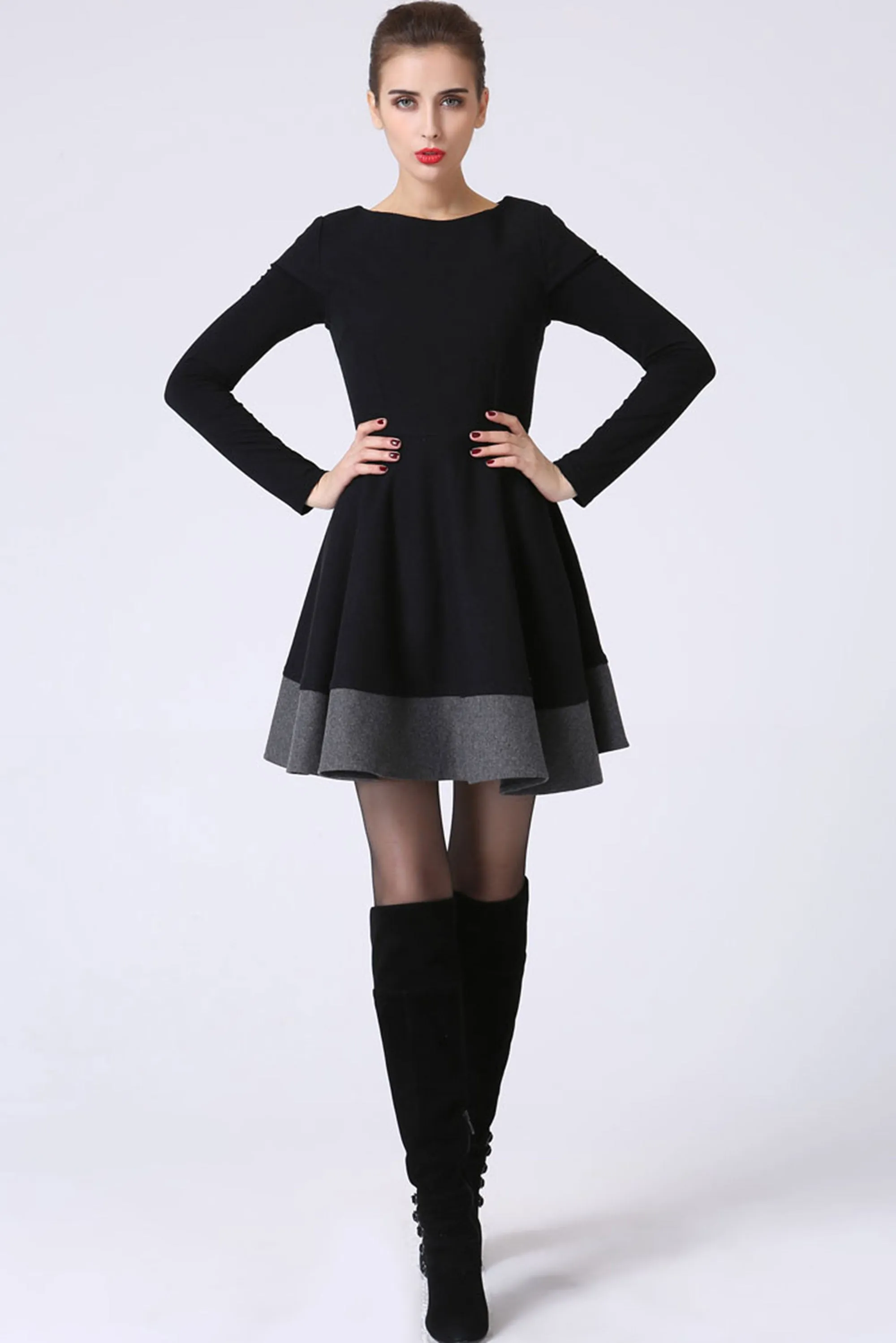 Short Sleeve Dress little black dress 1069#