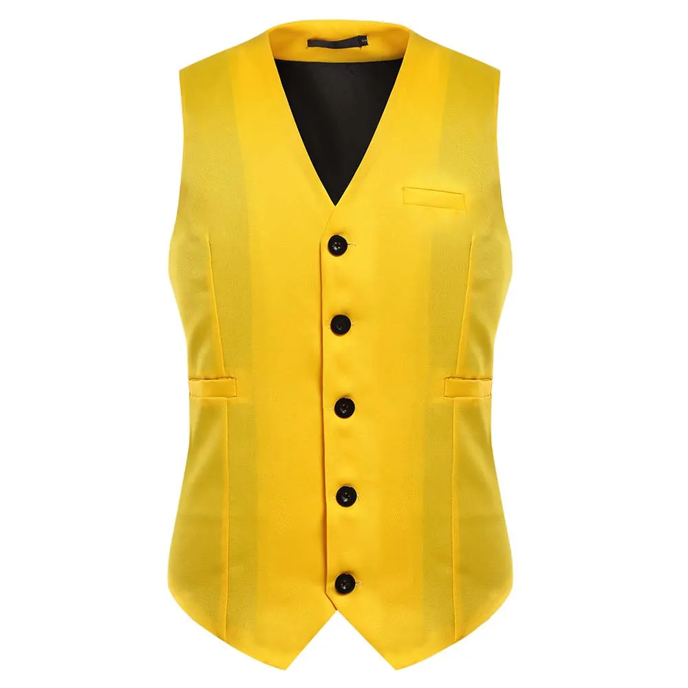 Slim Fit Single Breasted Yellow Vest