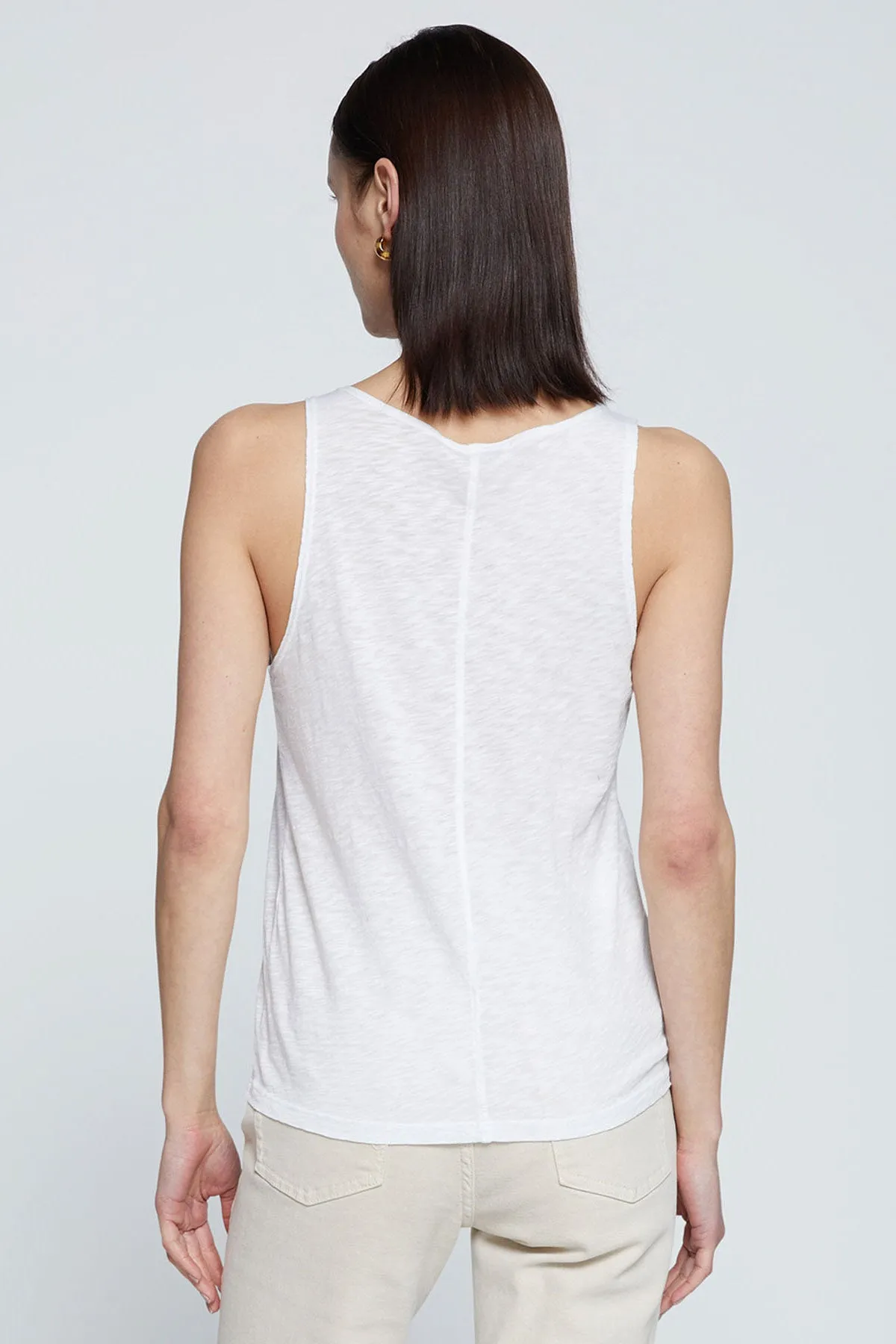 Stateside Supima Slub Scooped Tank in White