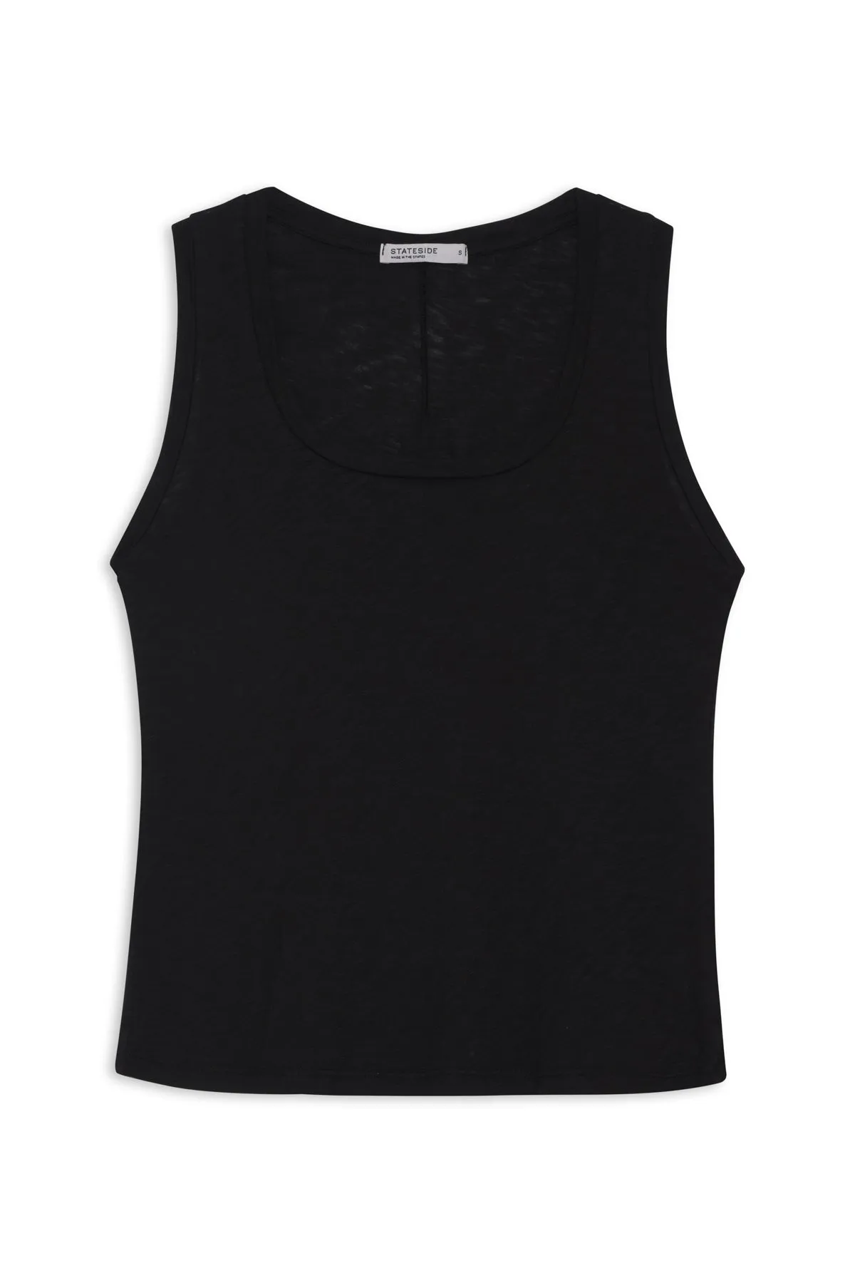 Supima Slub Square Neck Tank in Black