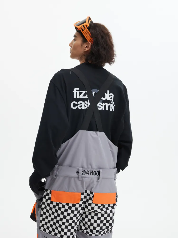 Tolasmik X Banana Hook Premium Grey Chess Bib Pants - Unisex