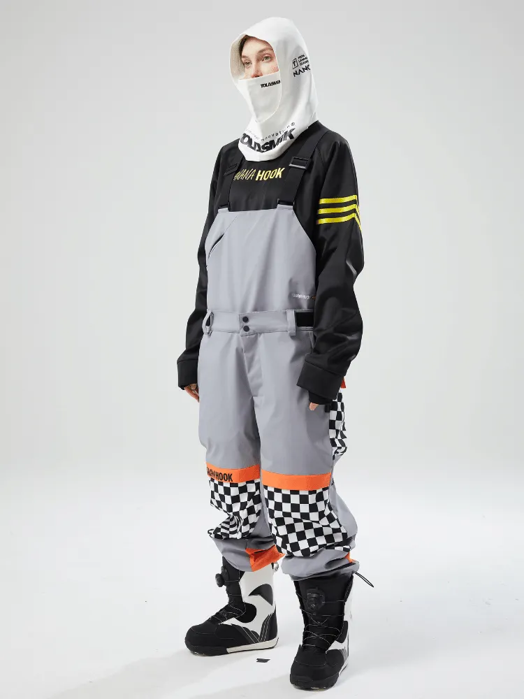 Tolasmik X Banana Hook Premium Grey Chess Bib Pants - Unisex