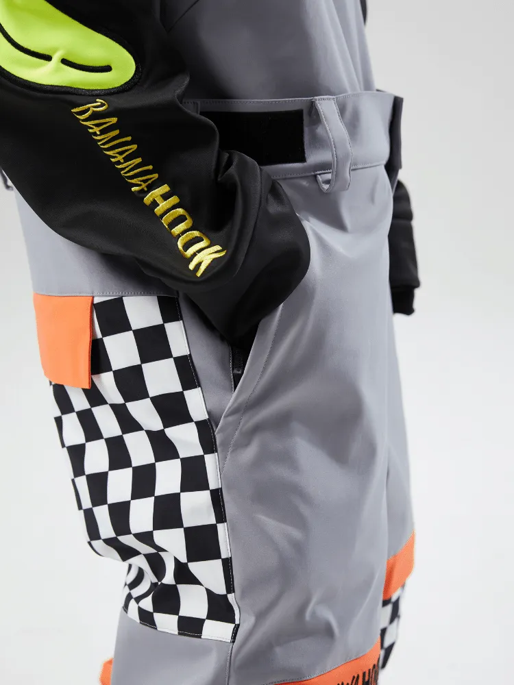 Tolasmik X Banana Hook Premium Grey Chess Bib Pants - Unisex