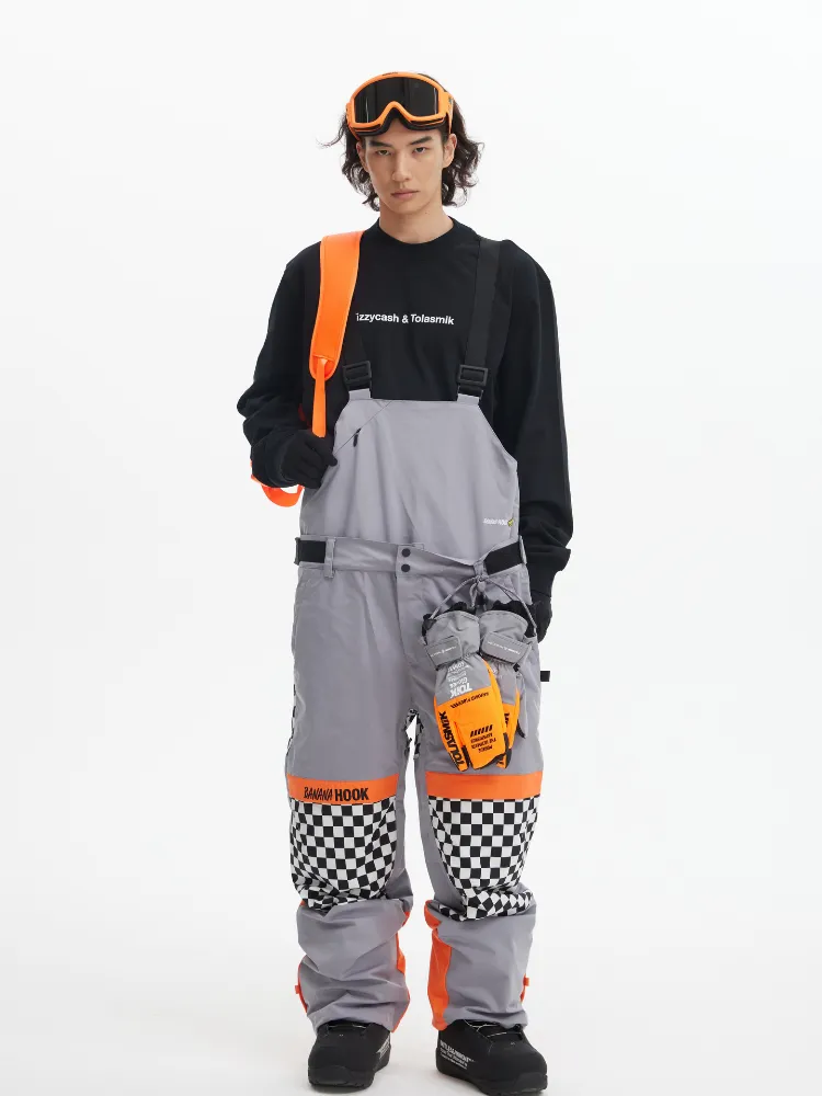 Tolasmik X Banana Hook Premium Grey Chess Bib Pants - Unisex