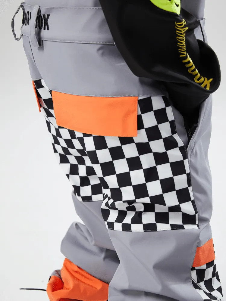 Tolasmik X Banana Hook Premium Grey Chess Bib Pants - Unisex