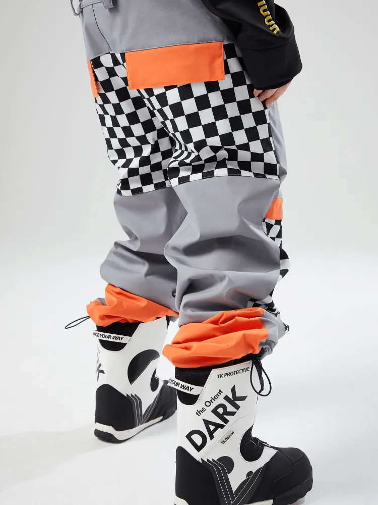 Tolasmik X Banana Hook Premium Grey Chess Bib Pants - Unisex