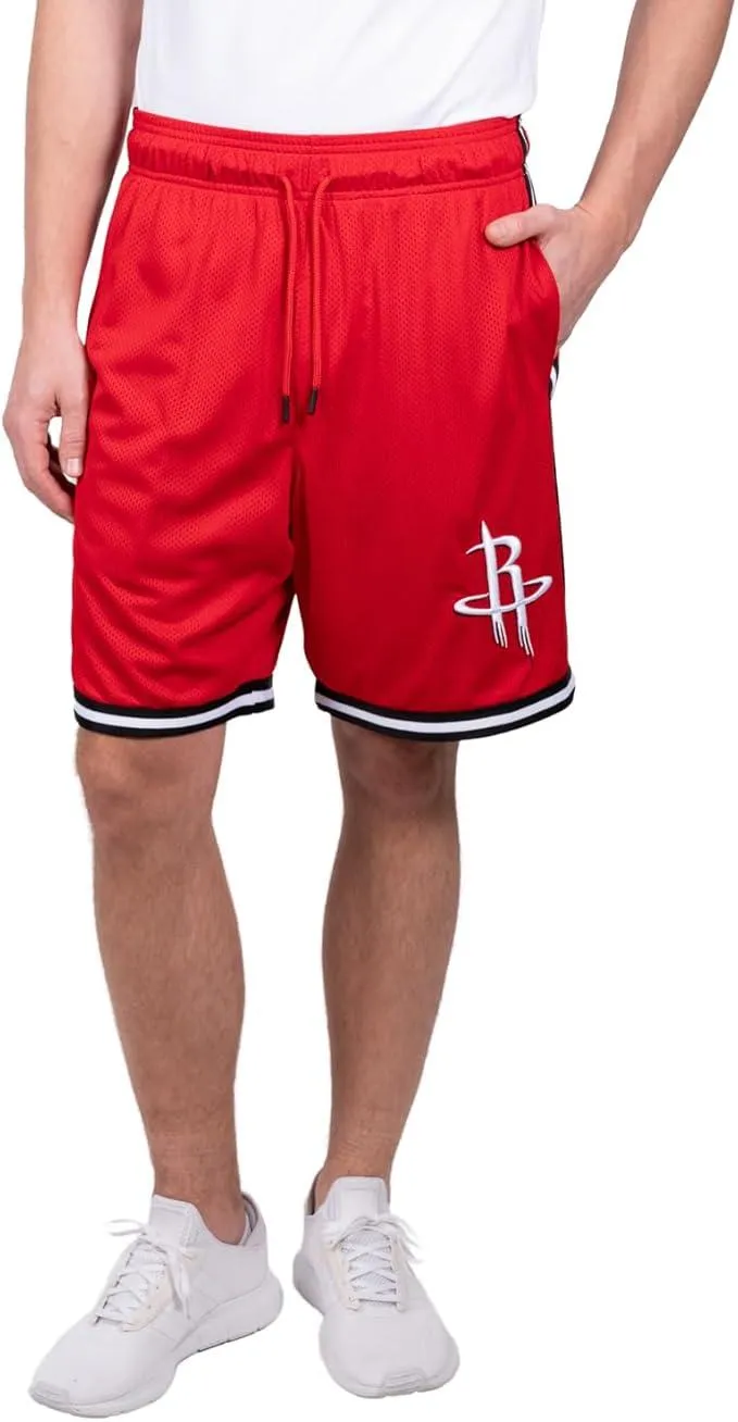 Ultra Game NBA Official Men’s Slam Active Basketball Training Shorts - Unisex, Houston Rockets, Team Color|Houston Rockets