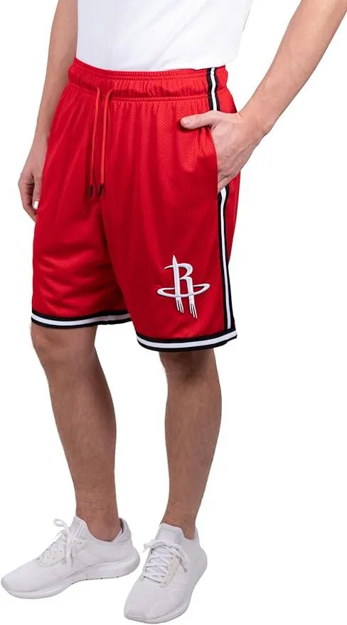 Ultra Game NBA Official Men’s Slam Active Basketball Training Shorts - Unisex, Houston Rockets, Team Color|Houston Rockets