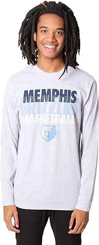 Ultra Game NBA Official Men’s Super Soft Supreme Long Sleeve T-Shirt - Unisex, Memphis Grizzlies, Heather Gray|Memphis Grizzlies